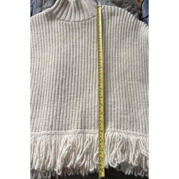 Anthropologie Oversized Sweater Vest Fringed Mock Neck Cape Size Small - Picture 8 of 8